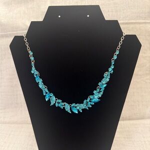 Signed Christina Collection Turquoise Blue Gem & Feather Design Necklace